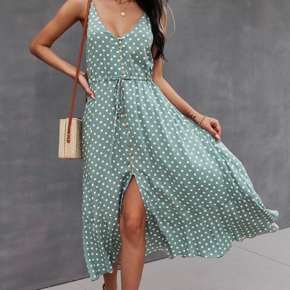 Teal Polka dot dress